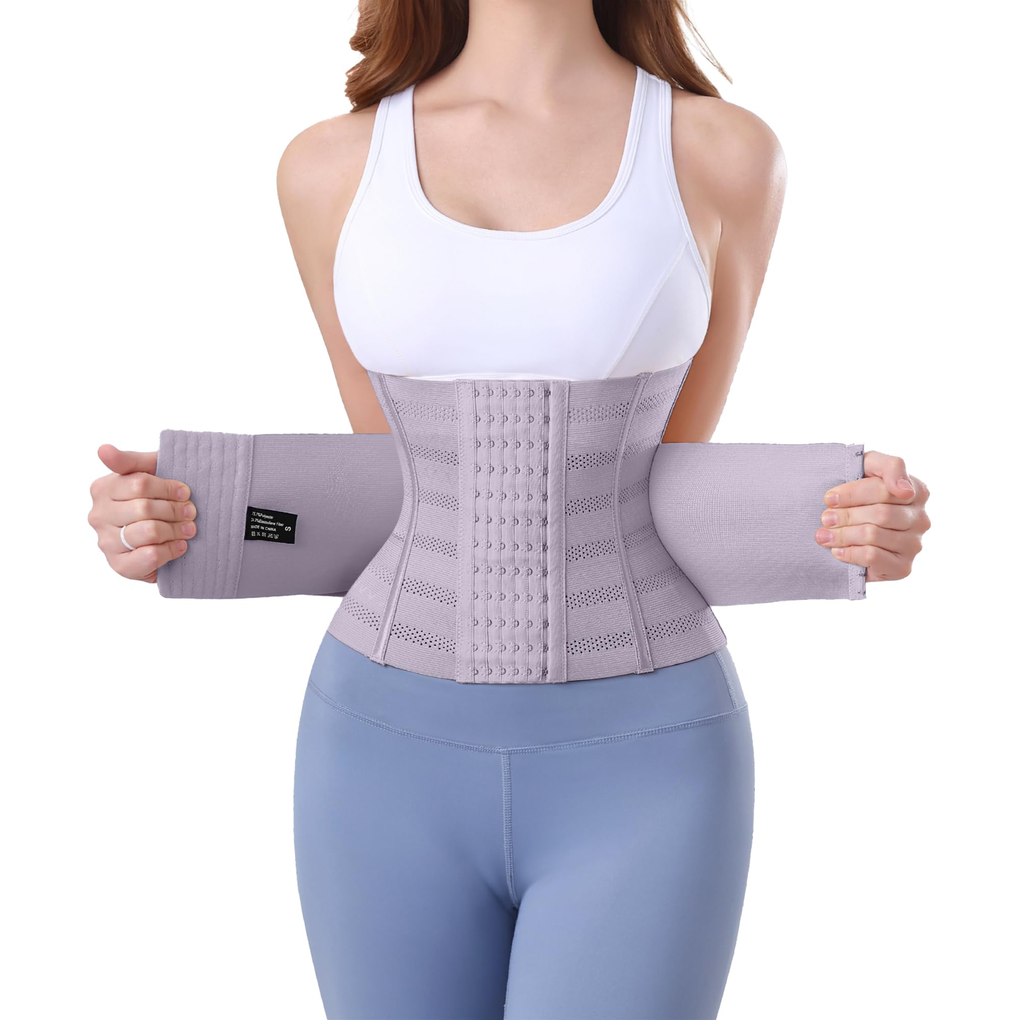 PQWEUU Waist Trainer Belt Adjustable Back Support Workout Belly Band for Women Men, Body Shaper Sports Girdles, Postpartum Belly Band Wrap, Waist Trimmer (Purple, 3XL)