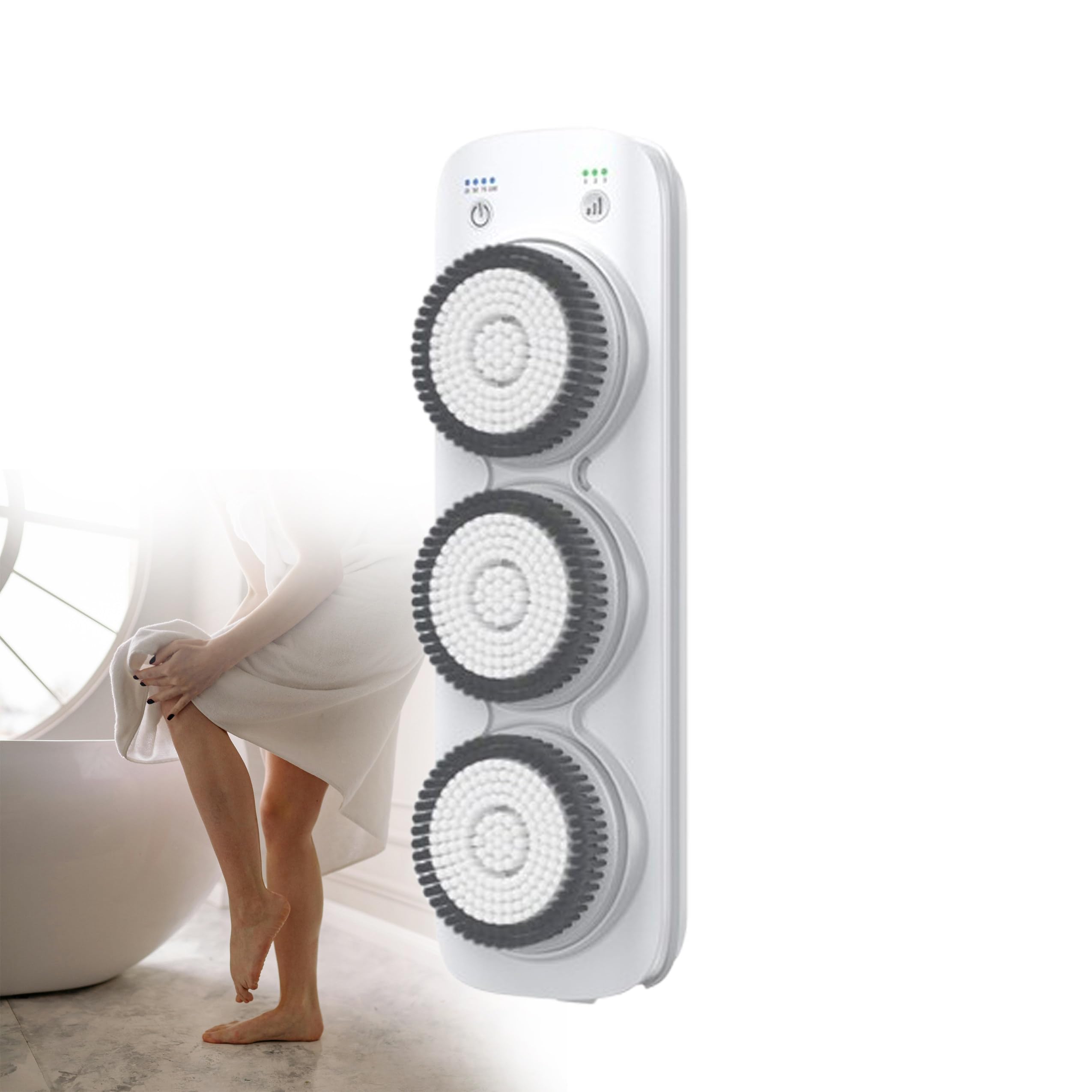 Spazzola elettrica per il corpo con doccia, scrubber intelligente per la schiena, grande spazzola esfoliante con 3 testine, regolazione a 3 marce, impermeabile IPX7, per doccia