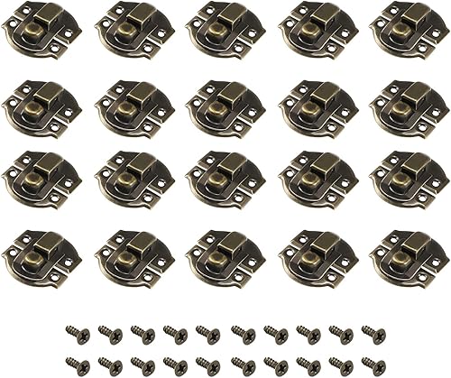 METALLIXITY Cerradura de cierre de palanca (1.142 in x 1.024 in), 20 unidades, cierres de cerrojo de hierro, para gabinetes, cajas, maletas, tono