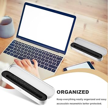 Metal Pen Case With Sponge - Silver Gift Box for Pencils and Makeup Brushes - Small Portable Storage Case