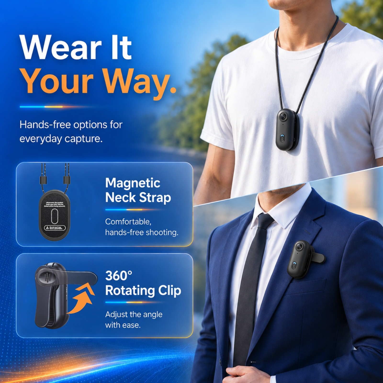 H88 4K Body Camera con registrazione audio e video, videocamera impermeabile 4K, magnetica e clip a 360°, batteria 120 min per ciclismo, passeggiate con animali domestici (4K-Pro-64G)