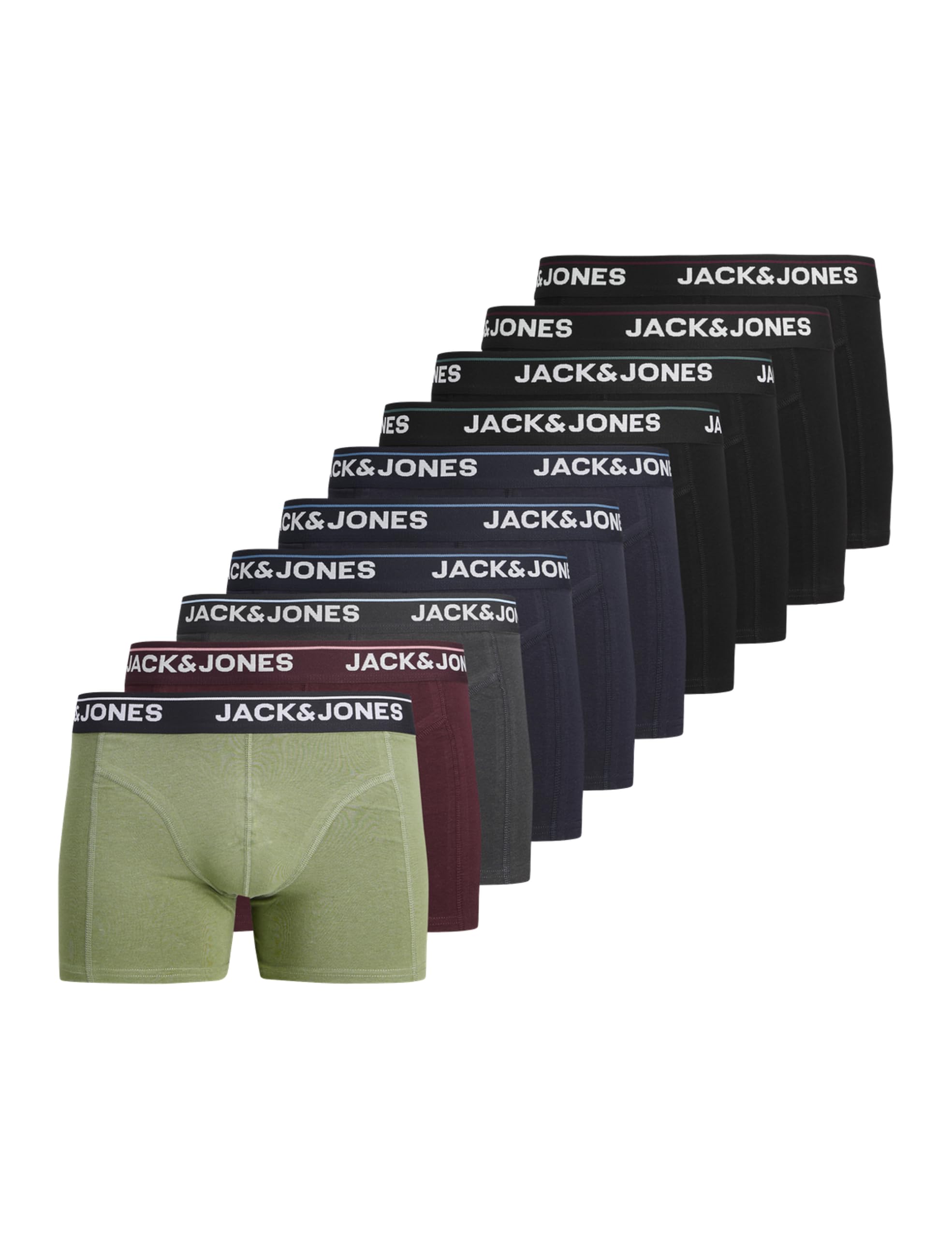 JACK & JONES Jactimothy Solid Trunks 10 Pack Jactimothy Solid Trunks - Calzoncillos (10 Unidades) Hombre (Pack de 10)