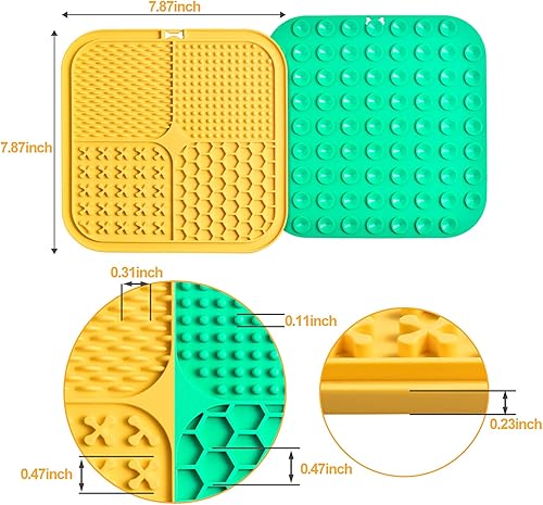 Miniatura 23 de LUKITO Alfombrilla para lamer perros y gatos, paquete de 2 con ventosas, tapete para lamer perros para aliviar la ansiedad, juguetes para perros