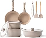 BOREINE Batterie de Cuisine 14 Pce, Lot Casserole et Poele avec Poignee Amovible et Couvercle, Revêtement Antiadhésif en Granit sans PFOA, Compatible Tous Feux (Induction, Vitrocéramique, Gaz) - 1