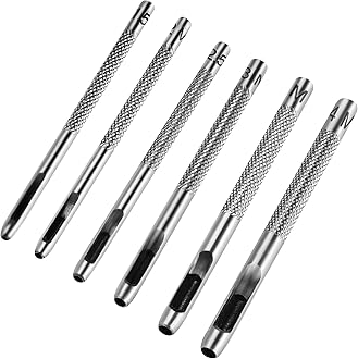 6PCS Hollow Leather Hole Punch Set (1.5mm-4mm) for Belts, Watch Bands, Leather Craft, Round Hole Punch Tool for Belt, DIY, Leatherworking, Repair Tools -ASONTAO