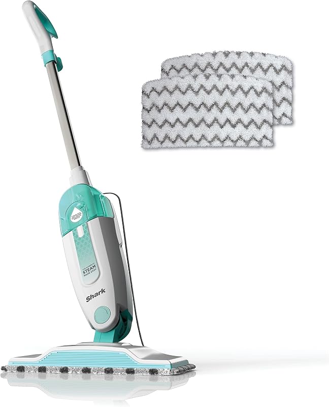 Steam Mop for Sealed Hard Floors with 2 Dirt Grip Pads, White, S1000 | Removable Water Tank, Lightweight, 2 Machine Washable Dirt Grip Pads, Steam Sanitization on Sealed Hard Floors