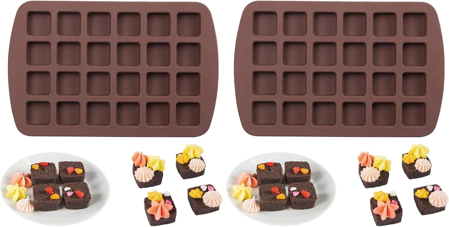 Webake Mini Brownie Pan Square Silicone Baking Mold for Keto Fat Bomb, Chocolate, Mini Rice krispies Treats, Peanut Butter, Blondie
