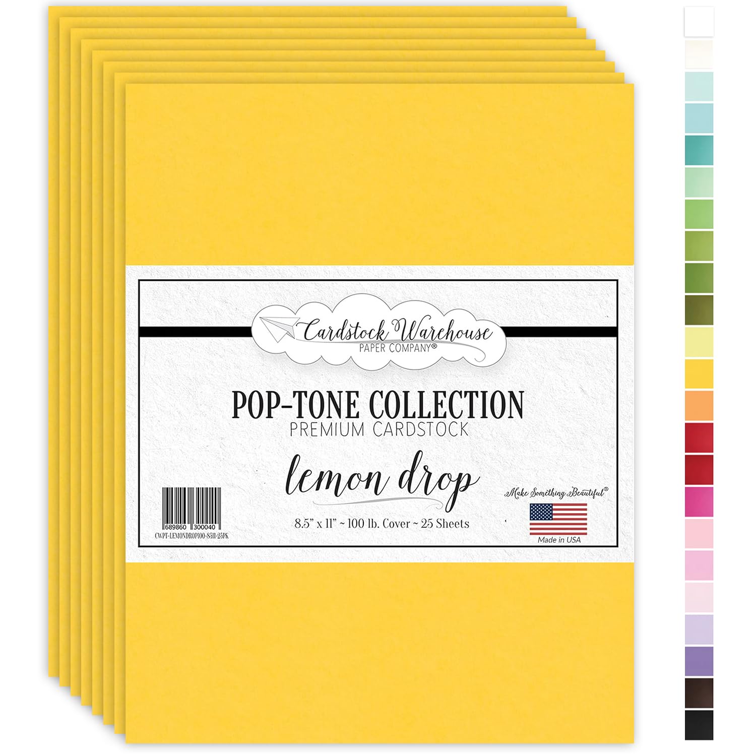 Cardstock Warehouse Pop-Tone Lemon Drop Yellow Cardstock Paper – 25 Sheets, 8.5 x 11" - 100 lb / 270 GSM Premium Yellow Card Stock for Die-cutting,
