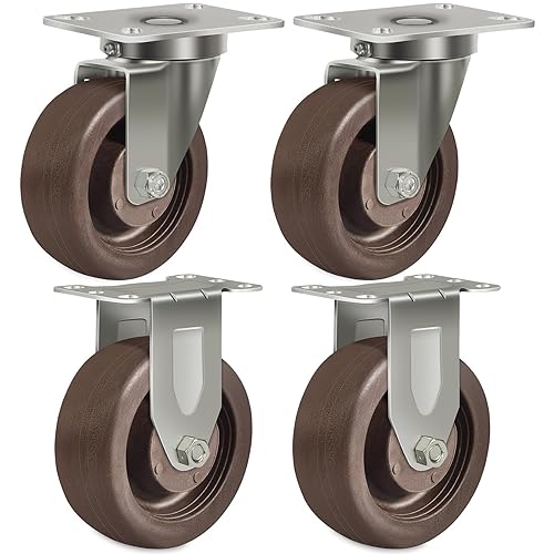 Miniatura 40 de 4 ruedas resistentes de 1.5 pulgadas, soporte de acero inoxidable para horno de alta temperatura, juego de 4 con capacidad de hasta 2800 libras