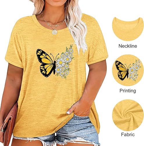 Miniatura 5 de HDLTE Camisetas de talla grande para mujer, camisetas gráficas casuales de manga corta