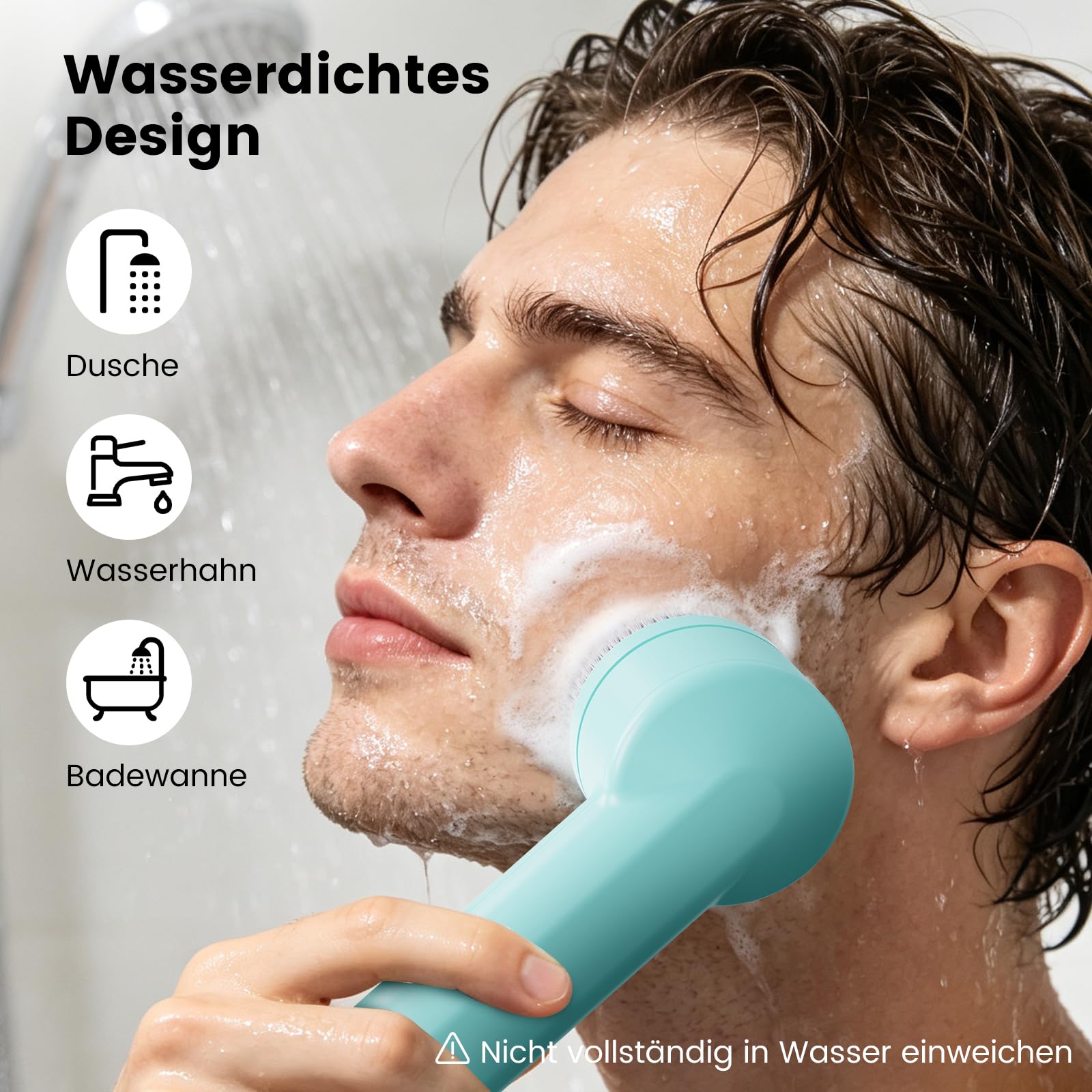 Elektrische Gesichtsbürste mit 2 Drehrichtungen, 3 IN 1 Gesichtsreinigungsbürste Wiederaufladbar mit 3 Aufsätzen & 3 Geschwindigkeiten für alle Hauttypen für Exfoliation Poren