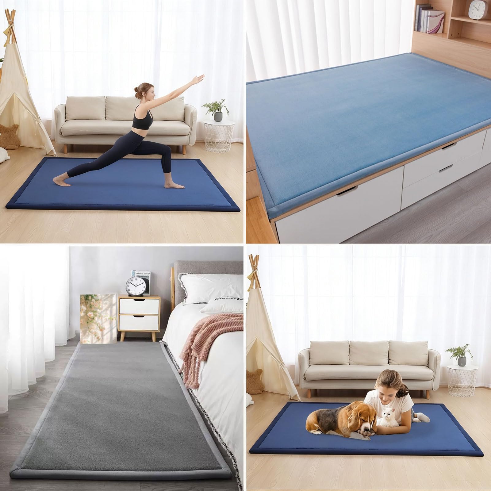 Alfombra Bebe Acolchada Plegable, Alfombra Bebe Antideslizante, 160 x 160 cm Alfombrilla para Gatear para Bebés, Alfombra infantil Lavable, Colchoneta Bebe Suelo Habitacion, Alfombra Juegos Bebe