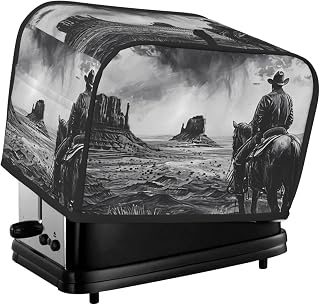 Oven Cover Kitchen Bread Machine Protector,2 Slice Toaster Cover For Home,Kitchen Small Appliance-60s Black White Western Cowboy