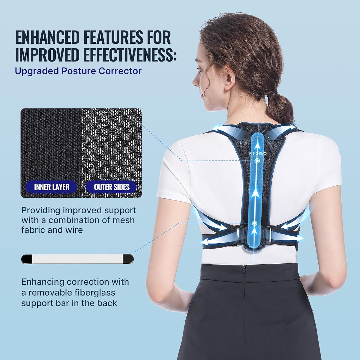 Fit Geno Posture Corrector for Women & Men, Back Shoulder Support Brace view 3