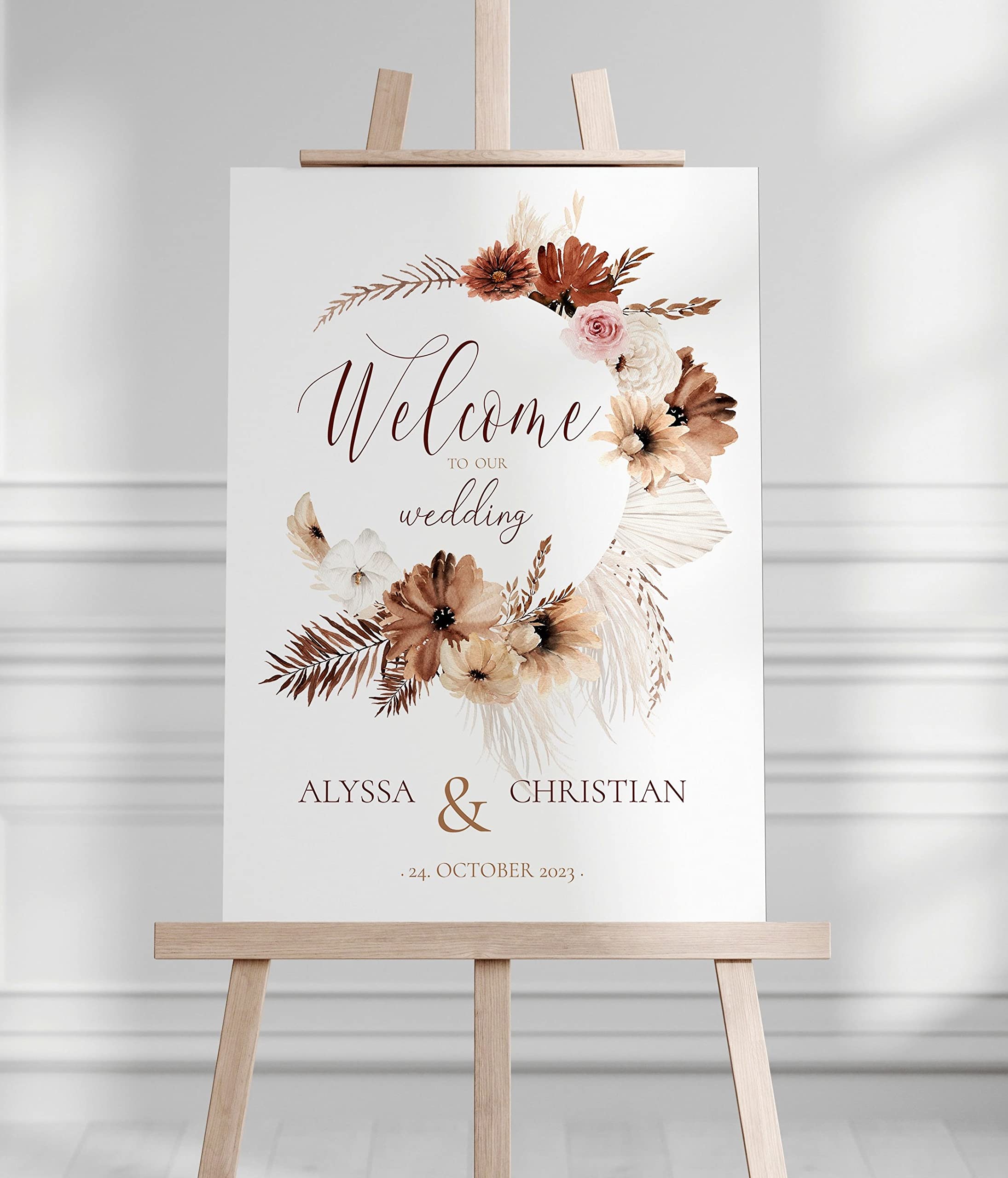 Manschin-Laserdesign Willkommensschild Aluverbund personalisiert - Made in Germany - Welcome Willkommen Schild für Hochzeit (80x55cm)