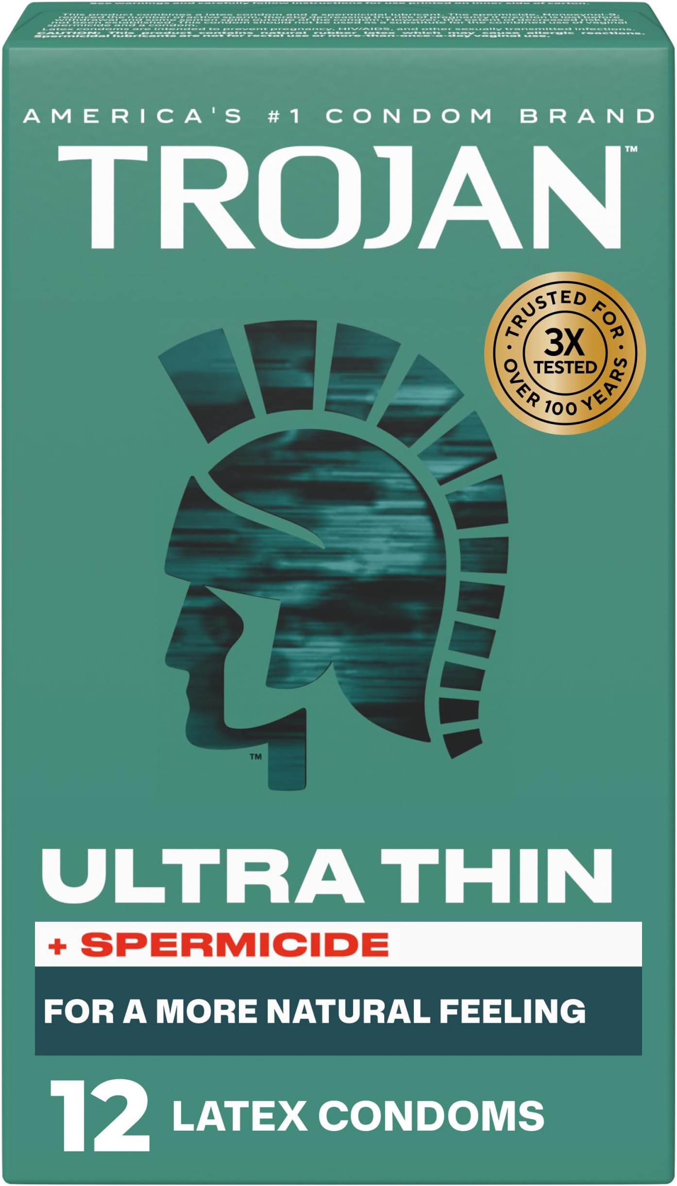 Ultra Thin Plus Spermicide Latex Lubricated Condoms for Men, Thin Condoms for a More Natural Feeling, Helps Reduce Risk of Pregnancy and Sexually Transmitted Infections (STIs), 12 Count