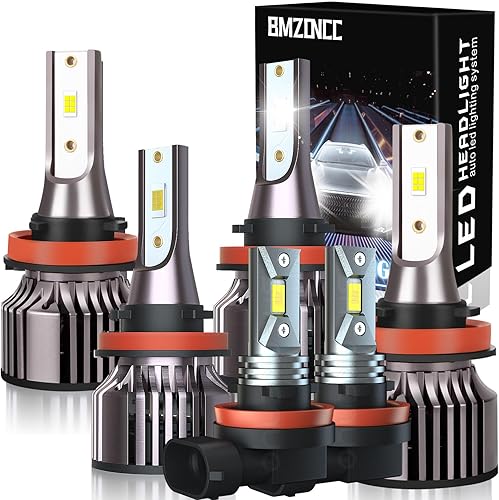 Compatible con bombillas LED Nissan Altima (2007-2018) H11 de haz alto+bombillas de haz bajo H11 + kit de bombillas antiniebla H11 de 6500 K de luz