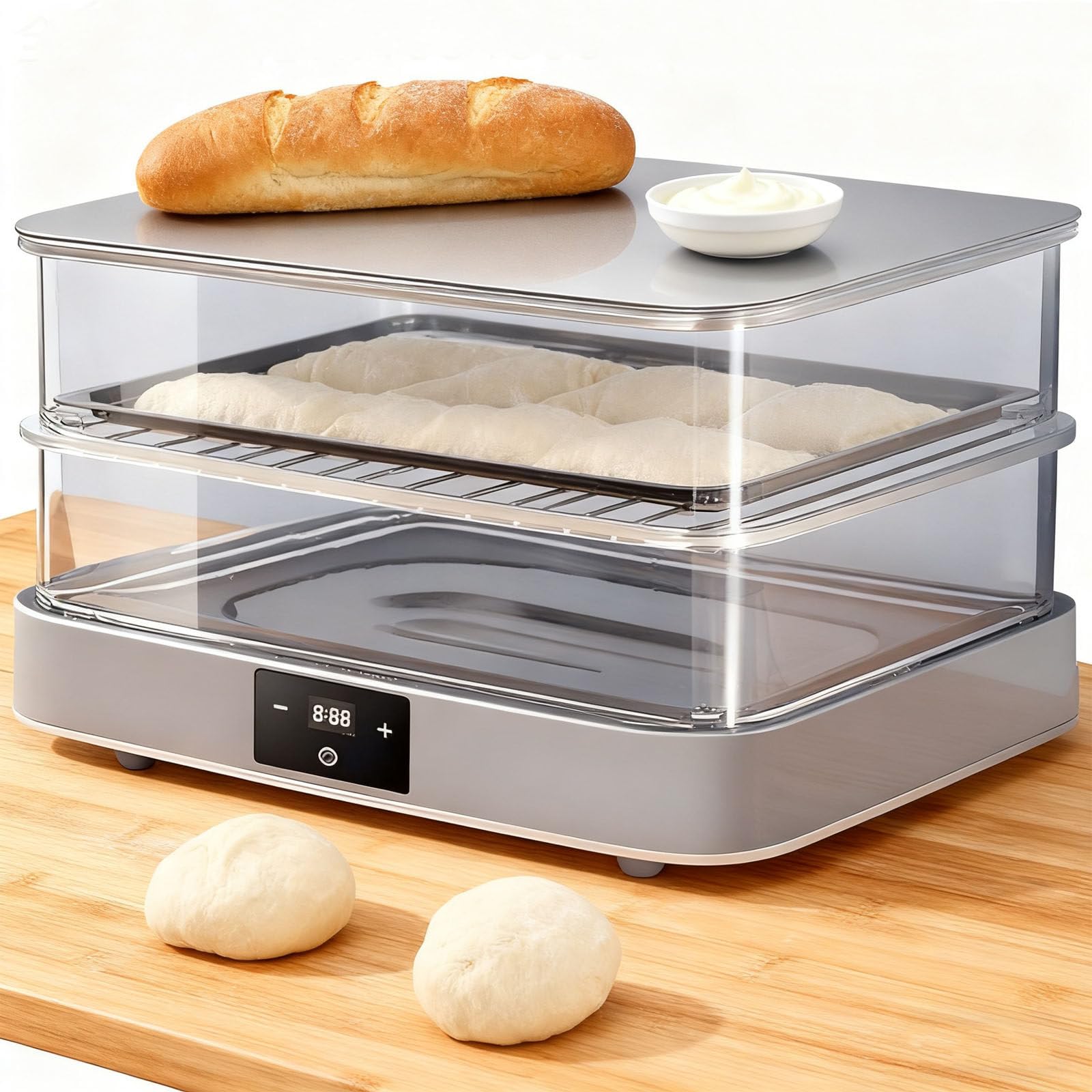 Elektryczna Maszyna Do Wyrastania Ciasta 40 L, Urządzenie Do Wyrastania Chleba, 130 W, Urządzenie Do Wyrastania Ciasta Na Pizzę Z Regulowaną Temperaturą 20℃-50℃ + Czas (1 Min-24 Godz.)