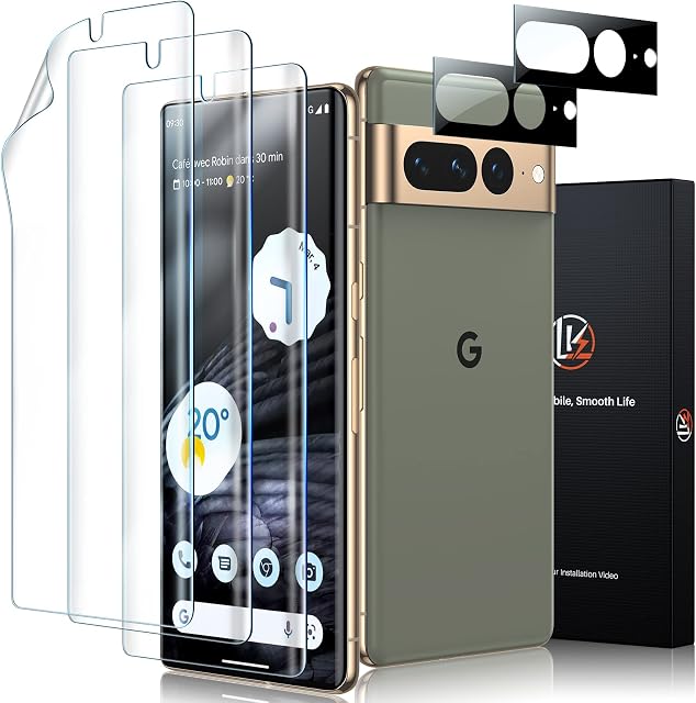 [3+2] Google Pixel 7 Pro Screen Protector, LK 3 Pack Flexible TPU Film + 2 Pack Tempered Camera Lens Protector [Bubble-Free] [Easy-Installation] [Scratch-Resistant] [HD-Clear]