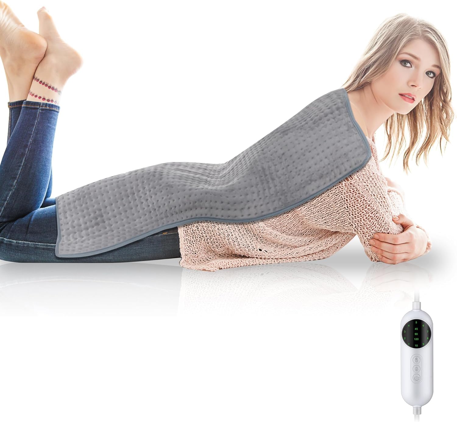 Heating Pad Electric, 50×100cm Electric Heat Pad for Back Pain Relief, Moist/Dry Heat, 10 Heat Settings, Auto Shut‑Off,Heating Pad for Back, Neck, Shoulder, Belly – Machine Washable