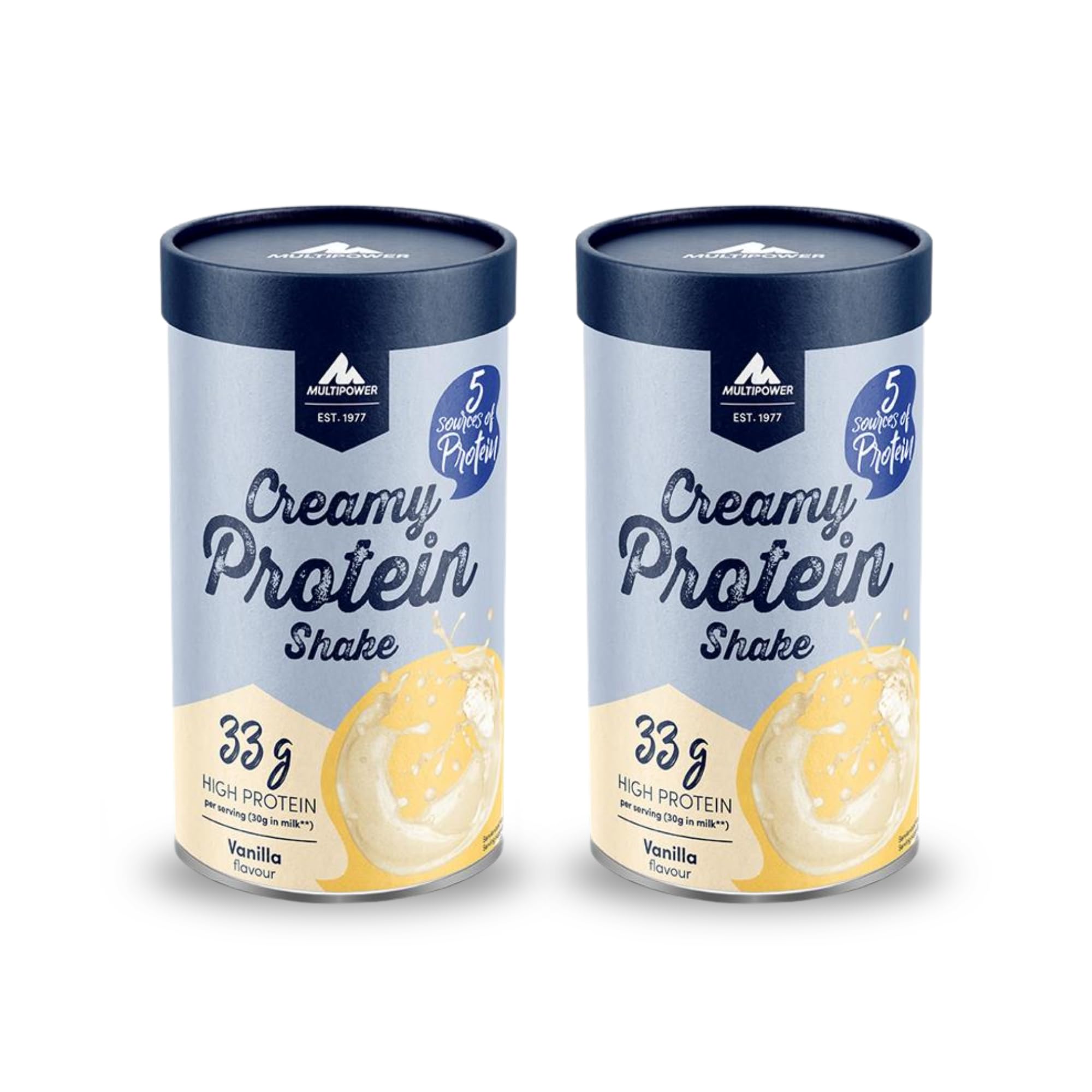 Multipower Creamy Protein Shake 2 x 420 g, hochwertiges Protein Pulver mit Whey und Casein, für leckere Shakes zum Muskelaufbau (Vanille)