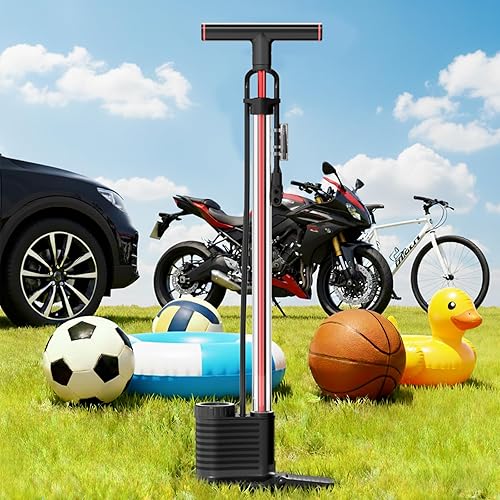 Miniatura 8 de Bomba de bicicleta con cilindro transparente y medidor de precisión, bomba de aire de alta presión de 160 PSI para válvulas Presta y Schrader,