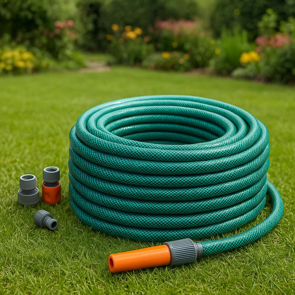 15M/20M/30M/50M Garden Hose Pipe PVC Water Spray Reinforced Heavy Duty Portable Outdoor Hosepipe + Fittings (150 Meter)