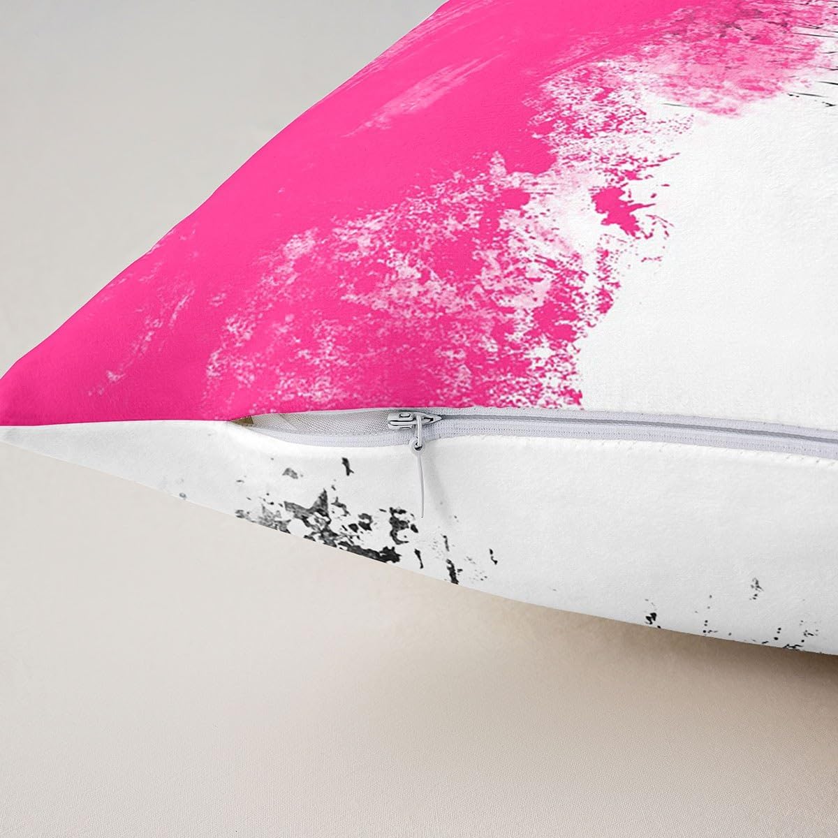 Feelyou Hot Pink White Black Reversible Throw Pillow Covers 24 x 24-Inch Kids Abstract Pillow Covers Home Decor for Boys Geometric Square Cushion Covers Set of 2 Modern Art Luxury