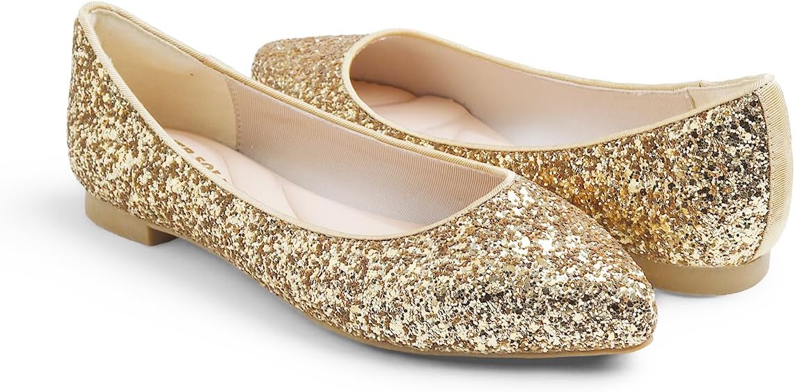 FEVERSOLE Women's Fashion Pointed Toe Classic Dressy Shiny Comfort Cushioned Flats - Image 4