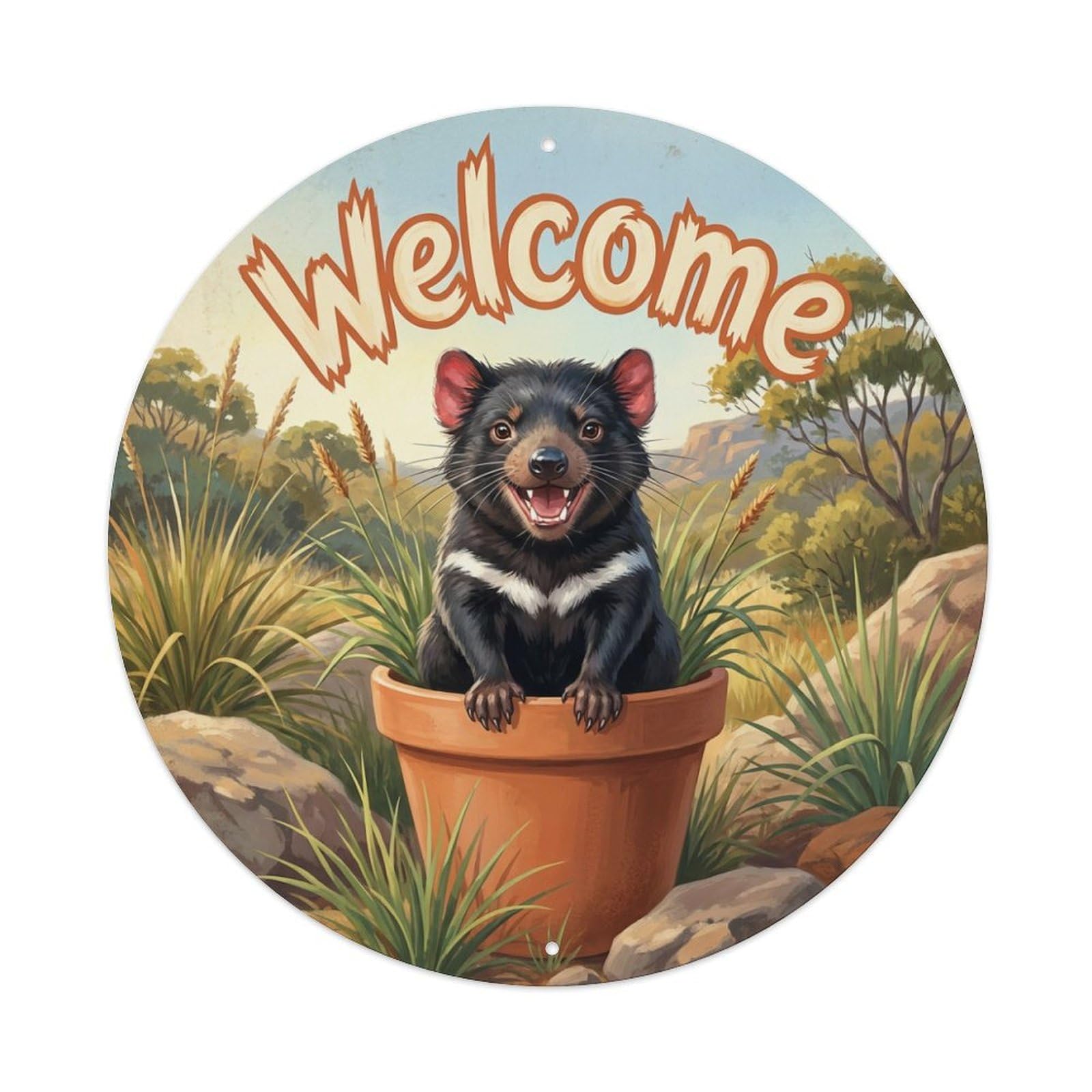 Metal Tin Sign Welcome Wild Badger Rocks
