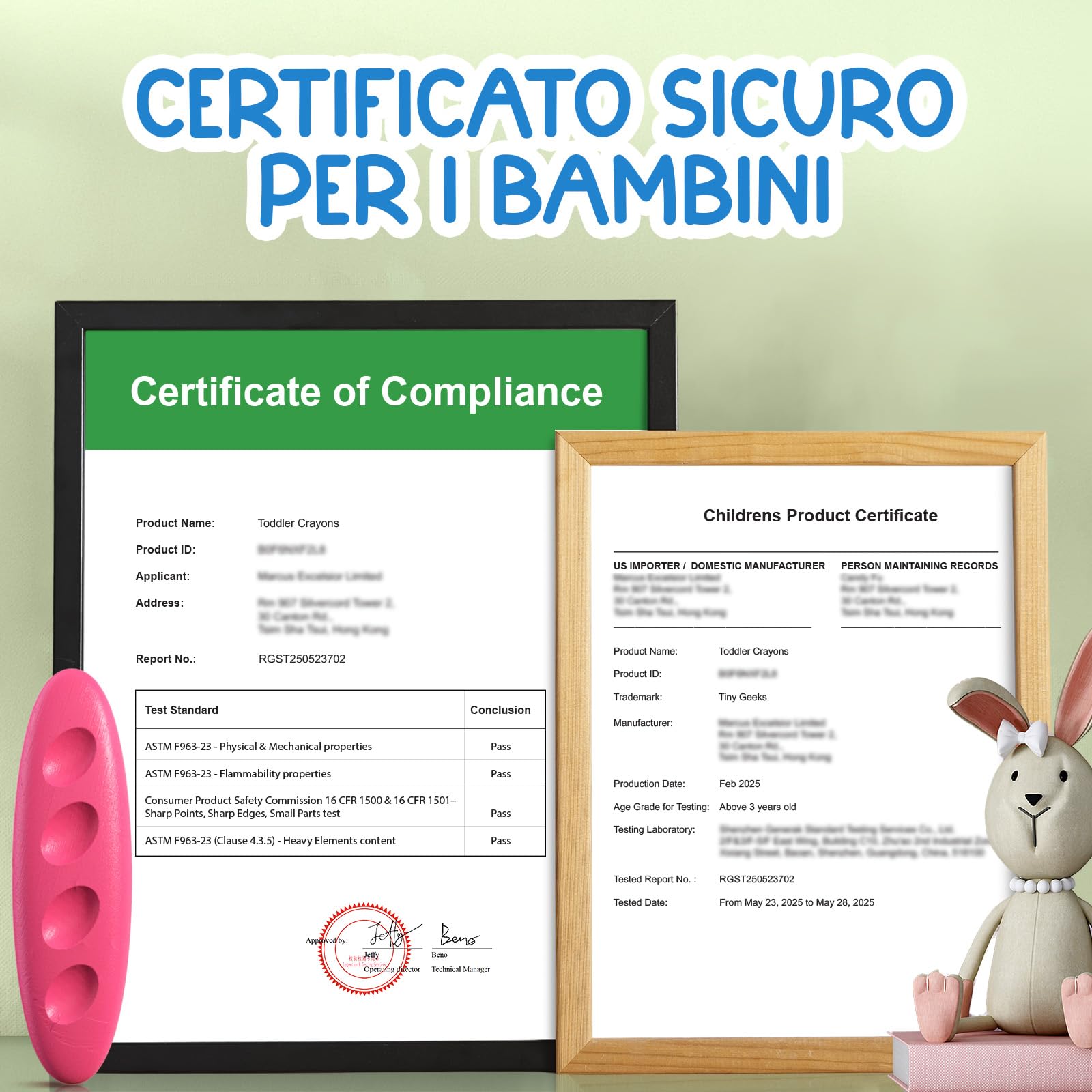 12 Pastelli Bambini 2 Anni + Forma Ergonomica Arachidi + Crayon per Bambini 1-3 Anni | Colori che non sporcano | Pastello a Razzo e Facili da Impugnare | Pastelli a cera