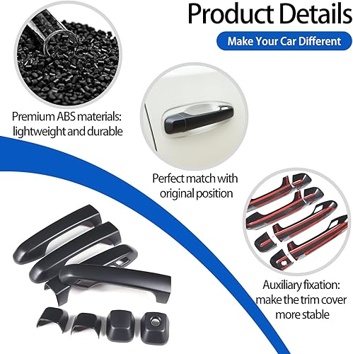 Miniatura 3 de Cubierta para manija de puerta de automóvil compatible con Toyota Land Cruiser Prado FJ150 150 2010-2019 ABS exterior de ABS protector de manija de