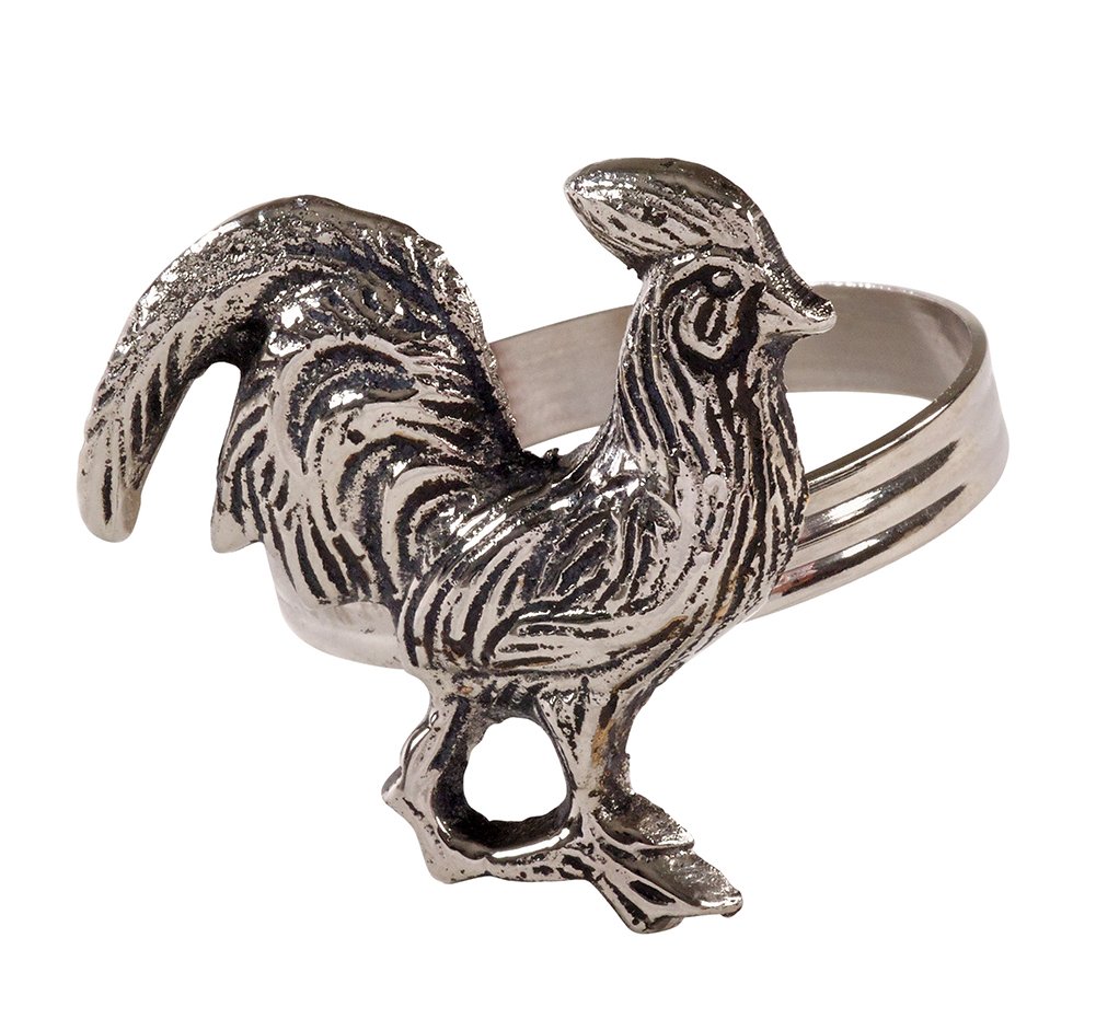 Fennco Styles Classic Brass Design Napkin Ring - Set of 4 (Rooster)