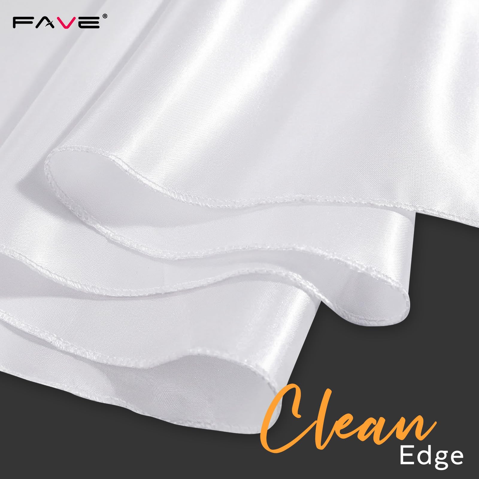 Fave Paquete de 6 Manteles Redondos de Satén Blanco 300 cm, Lavable | Manteles Elegantes de Satén Duradero para Boda, Banquete, Fiesta y Eventos Formales