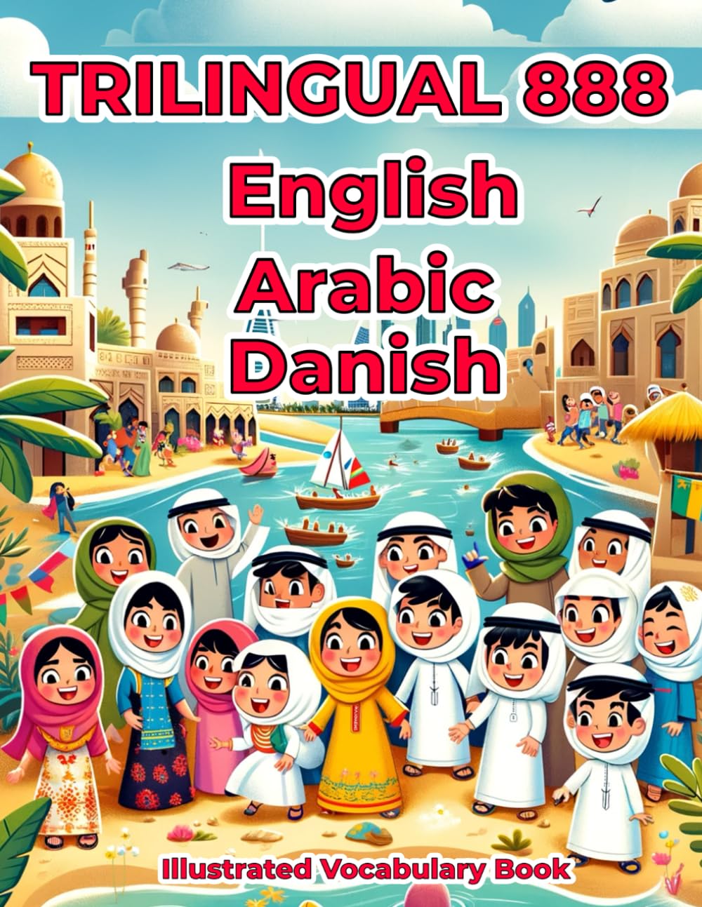 Trilingual 888 English Arabic Danish Illustrated Vocabulary Book: Colorful Edition