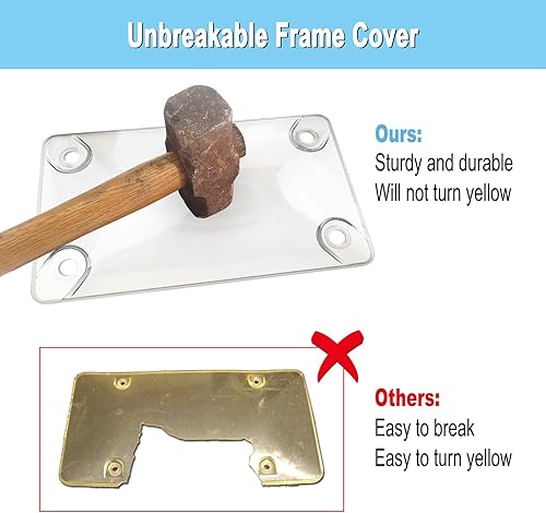 Miniatura 3 de Fundas para matrícula de motocicleta protector de placa de matrícula de burbujas y marco de metal de acero inoxidable negro, cubierta protectora