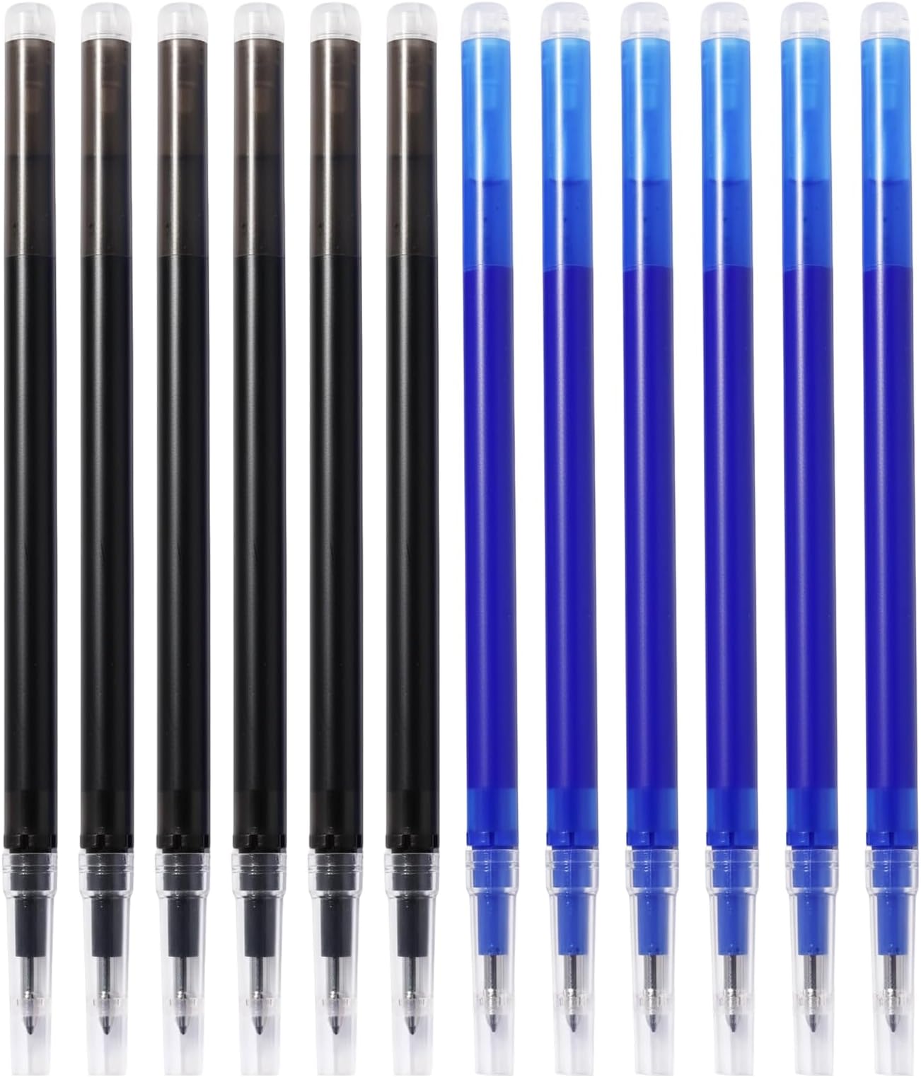 12 Pack Friction Pen Refills, Erasable Pen Refills Compatible with Pilot Frixion Pens, 0.5mm Stainless Steel Tip, Blue and Black Ink, Smooth Writing, Ideal for Note-Taking, Editing, and Sketching