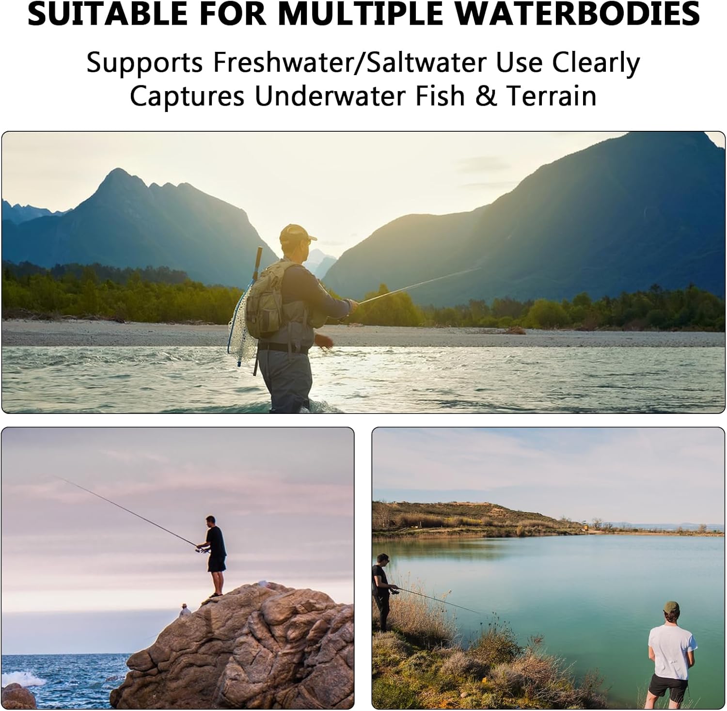 Underwater Fishing Camera, 7 Inch LCD Screen 1000TVL Fish Finder with 12 White and 12 IR LEDs, 15/30m Cable 10000mAh Battery for Ice Kayak Boat Fishing