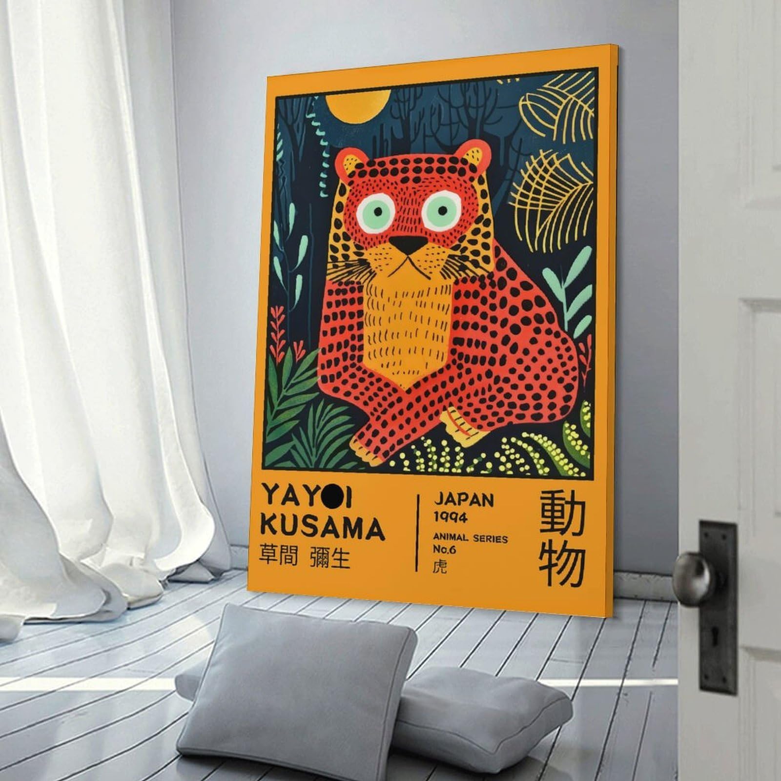 Junmoney Yayoi Kusama Tiger Exhibition Poster Canvas Wall Art 12x18inch(30x45cm), for Wall Displays, Bedrooms Or Room Updates, Ideal for Building A Coordinated Art Wall