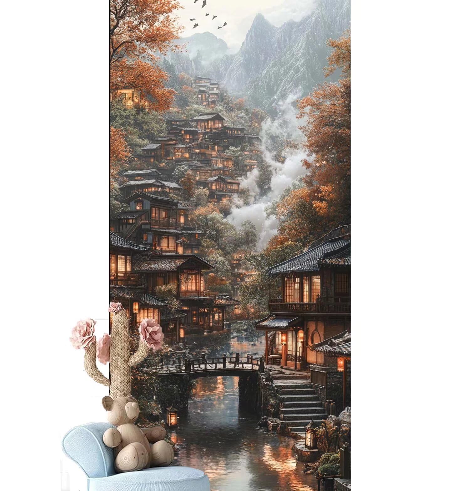 Dipingere con i Numeri per Adulti Bambini, Paint by Numbers con Pennelli Pittura a Pigmento Acrilico, Fai Da Te con Kit, Decora la casa Regalo (Senza Cornice)- Paesaggio,Capanna 90x260cm V-925