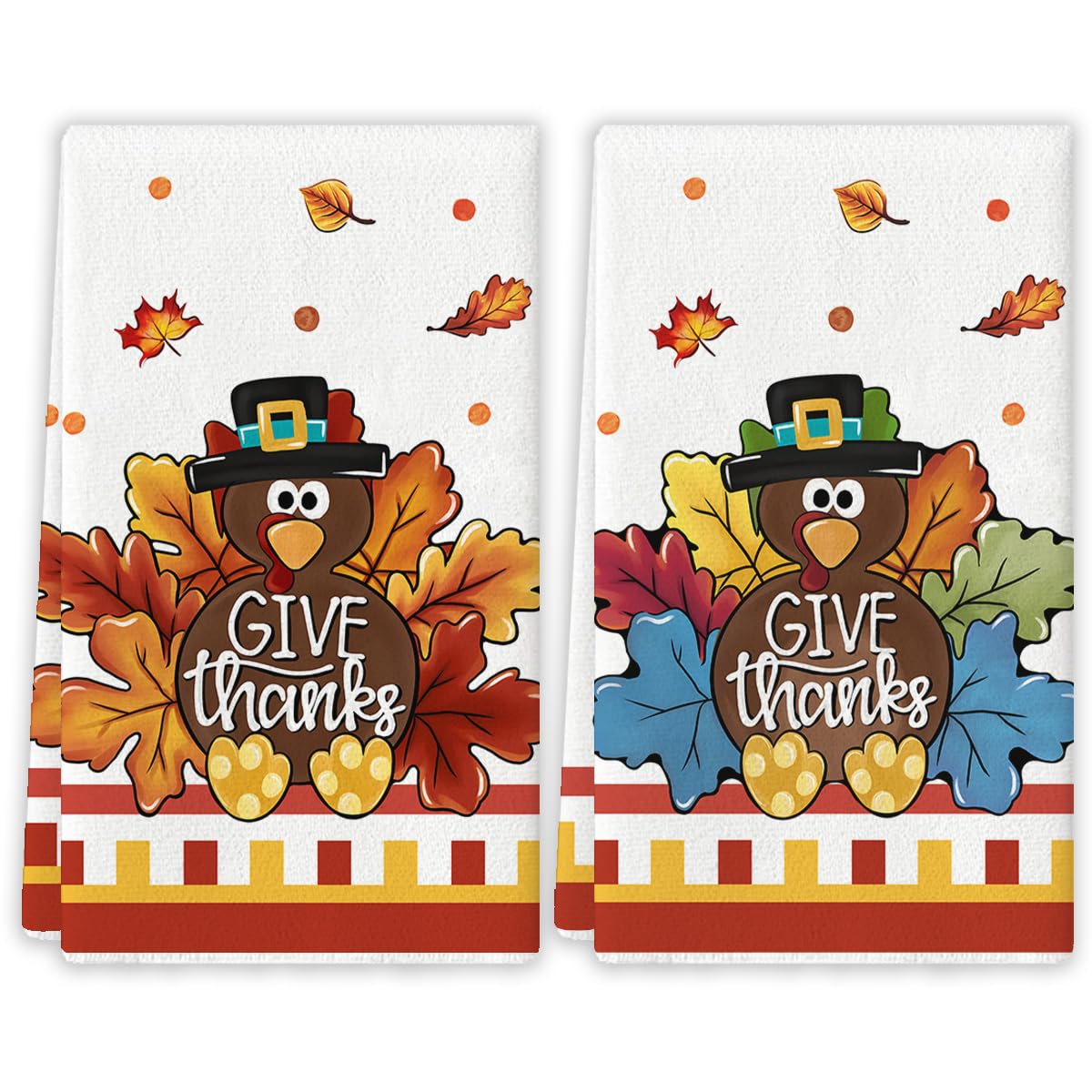 Yarcooly Thanksgiving Kitchen Towels Turkey Pumpkin Dish Towels Thankful Blessed Fall Autumn Harvest Deocr Thanksgiving De...