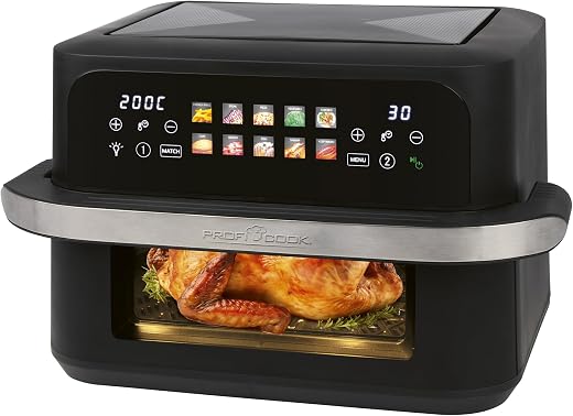 ProfiCook XXL Heißluftfritteuse 10L 2400W mit 2 Thermostaten