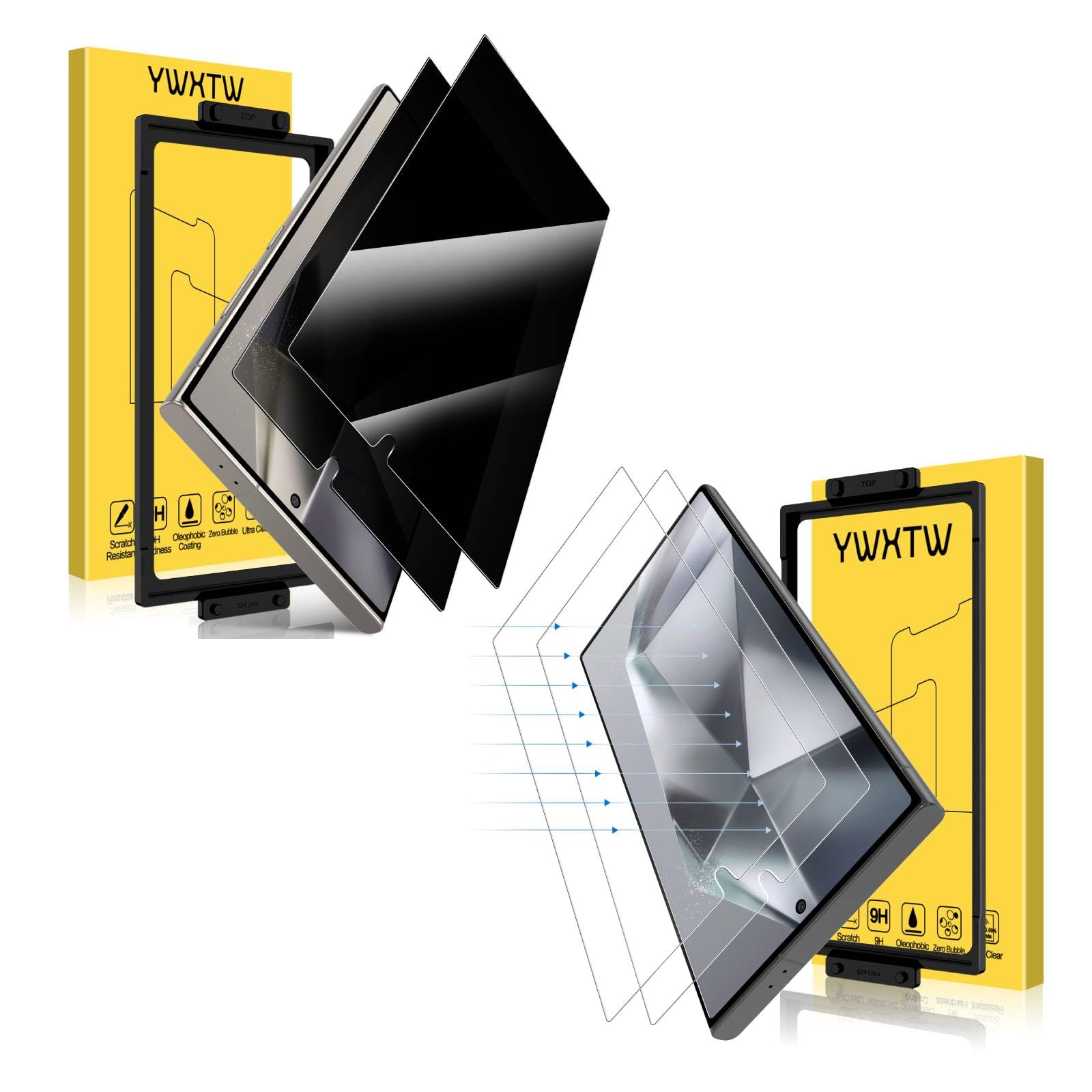 YWXTW EZ Unlock for Samsung Galaxy S24 Ultra Privacy Screen Protector & Anti Reflective Screen Protector