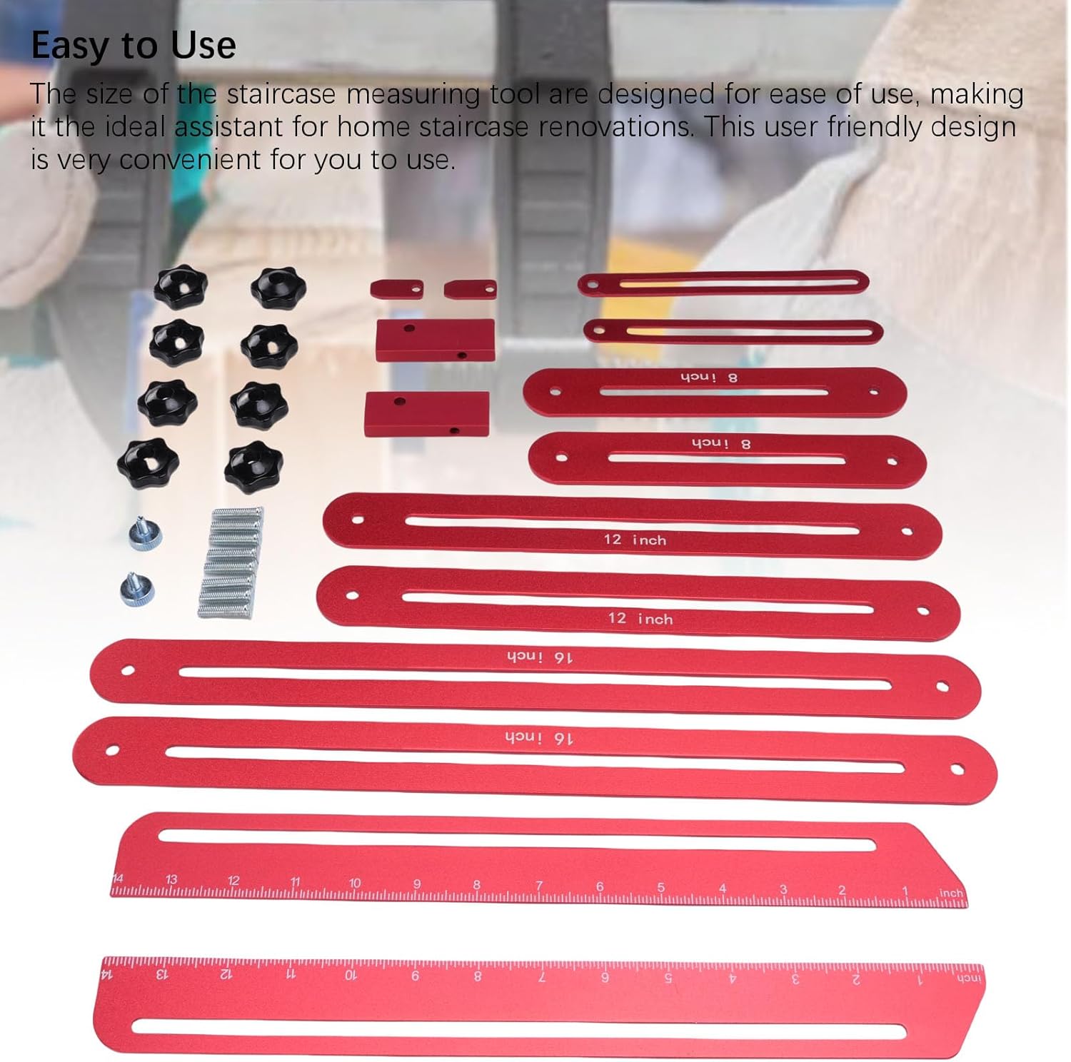 Stair Measurement Tool, Stair Tread Template Tool, Aluminum Alloy Stair Tread Gauge Stair Scribe Tool for Home DIY Renovation and Professional Construction Projects