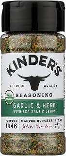Kinder's Organic Garlic Herb Sea Salt & Lemon Seasoning Blend - Clean Ingredients for Baking, 3.2 oz