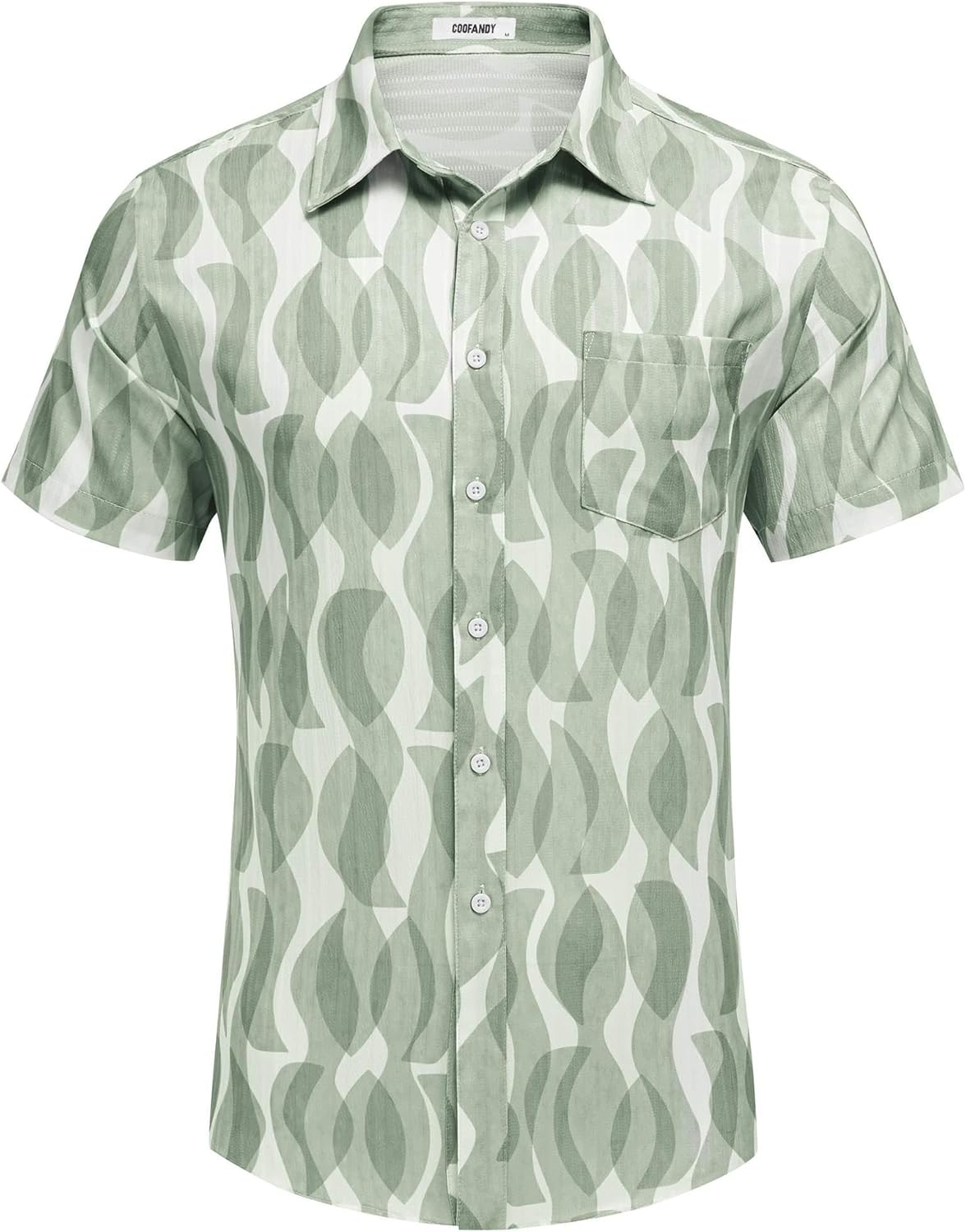 COOFANDY Men's Casual Button Down Shirts Short Sleeve Textured Summer Beach Shirt with Pocket - Image 4