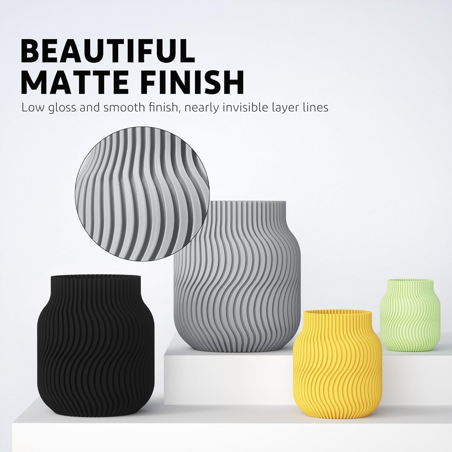 Matte PLA Filament Matte Black 2KG & PLA Plus Filament White 2KG