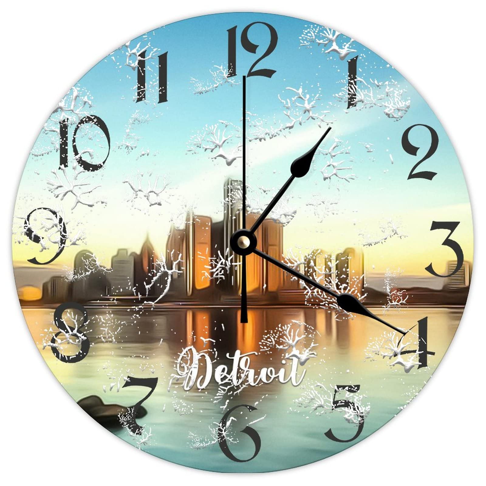Horloge murale ronde en bois Detroit City pour en finir avec les pannes d'heure