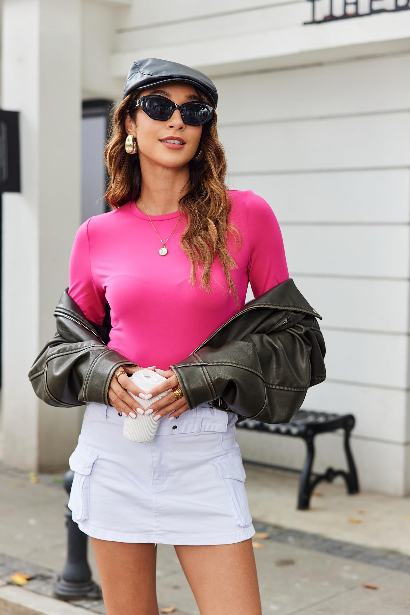 Zeagoo Maglietta Donna Maniche Lunghe Maglia Sexy Slim Fit Y2K Crop Top Elegante T-Shirt Girocollo Basic Solido Tee Casual Camicia Tops XS-XL