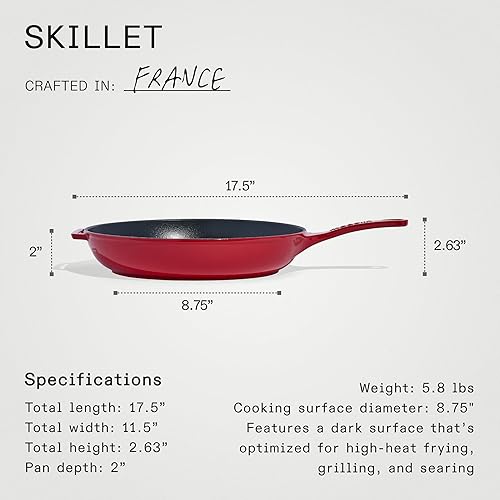 Miniatura 5 de Made In Utensilios de cocina - Sartén de hierro fundido esmaltado - Rojo - Retención de calor excepcional y durabilidad - Utensilios de cocina